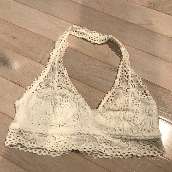 Lace Halter Bras 2-pc White & Black Size Junior Large Aerie Brand - Picture 5 of 8